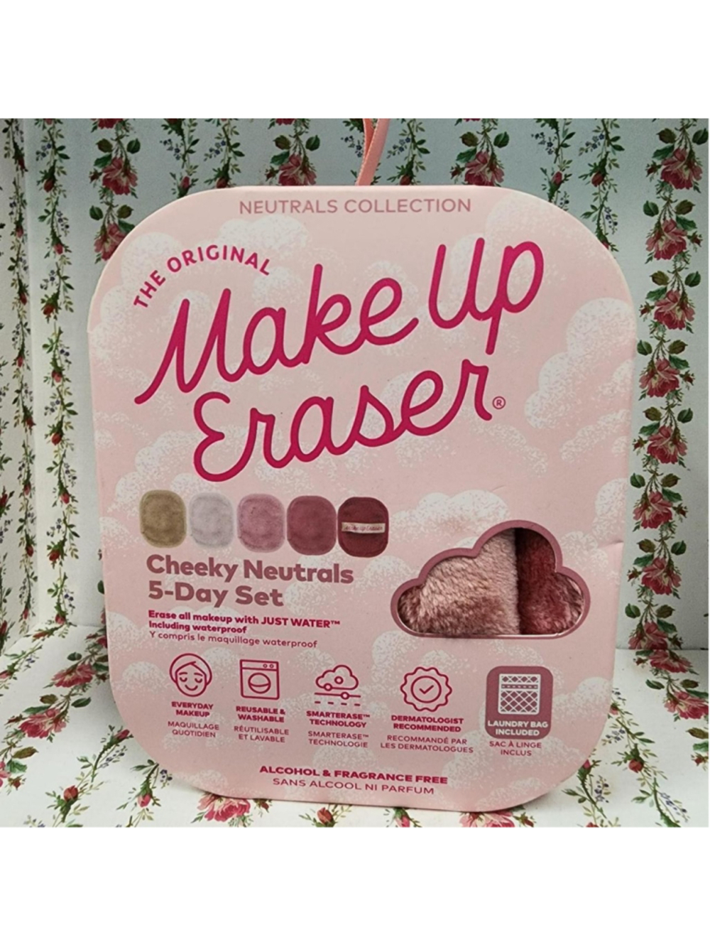 Make Up Eraser Cheeky Neutrals 5-Day Set
Pink makeup eraser with 5-day set of ma